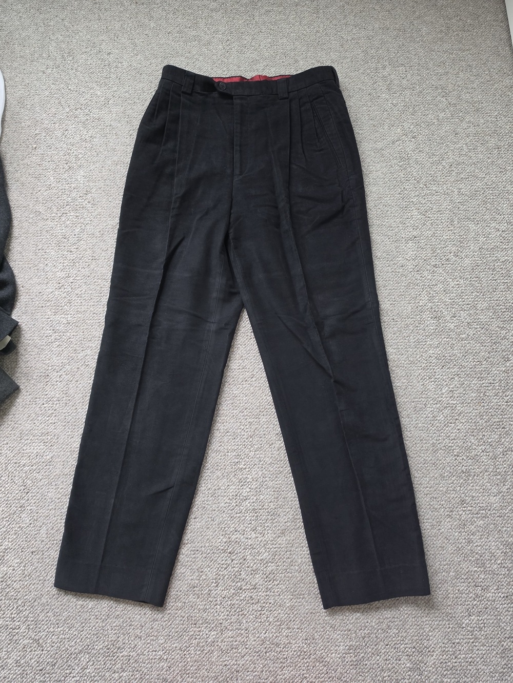 San Dino Made in Italy 100% Cotton Pleated Dress Trousers | Black SIZE 50